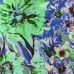 ф5915 Ungaro. Синие и зеленые хризантемы на жоржете (95%шелк 5%эластан). Италия.