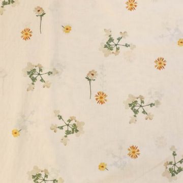 ф5095 Сатин с нежными полевыми цветочками, развеянными по белому полю (100% хлопок).