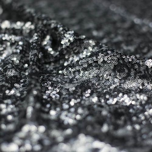 ф1749 Сплошные антрацитово-серебряные блестки на черной сетке
