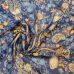 ф5936 Etro. Желто-фиолетовые перцы на синем шифоне стрейч. (96% шелк, 4% эластан). Италия