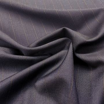 мг0355 Синяя костюмная ткань в полоску (100% Шерсть). Италия.