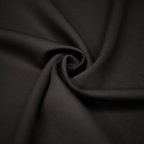 ф4975 Однотонная черная ткань стрейч Double Face (89% шерсть 8% п/а 3% эластан). Италия.