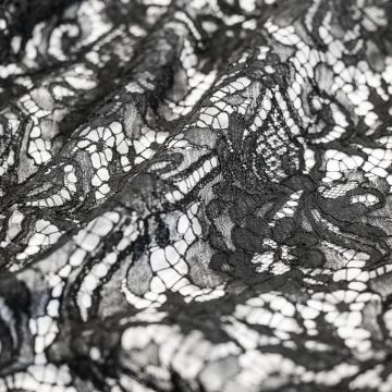Riechers Marescot. Черное кордовое кружево с цветущими лианами (76%хлопок 12%виск12%п/а).
