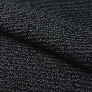 мг0136 Черная пальтовая ткань с косыми буклированными дорожками (100% шерсть). Италия.