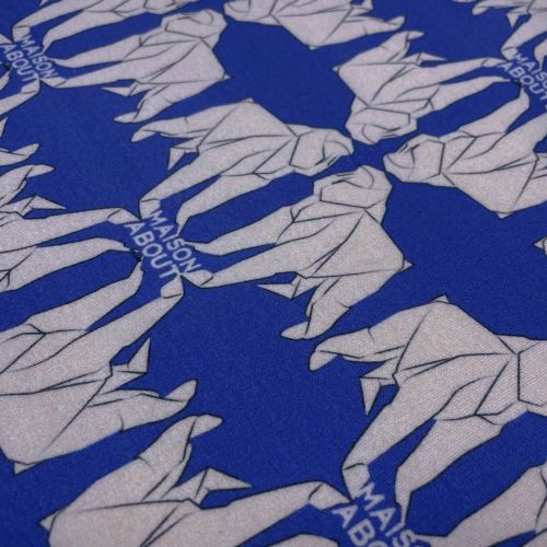 ф6131 Maison About. Синий трикотаж с оригами-львами (100% хлопок). Италия.